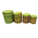 Vintage Kitchen Tin Cannister Set