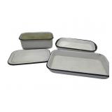 Vintage Enamel Baking Pans W/Covers