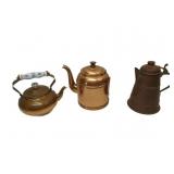 Vintage Copper Teapots Handle Broke