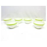 Antique Green Rimmed Porceline Coffee Cups