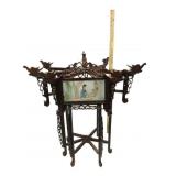 Antique Asian Handpainted Glass Panels Lamp