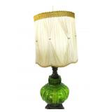 Mid Century Green Glass Table Lamp