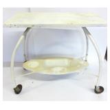 Antique Metal Table On Wheels