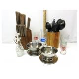 Kitchen,Knives,Cruet,Utensil Holder W/Utensils