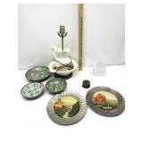 Ceramic Wash Basin Lamp,Pewer Plates,Asian Enamel