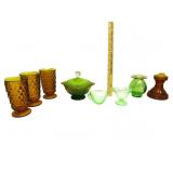 Mid Century Glass,Green Depression,Amber Glasses