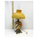 Antique Handpainted Parlor Lamp,Brass Base