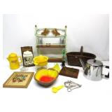 Vintage Kitchen,Juicer,Teapot,Spice Shelf