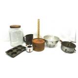 Vintage Kitchen,Strainer,Muffin Pan,Cannister