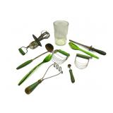 Vintage Kitchen,Green Handle Utensils