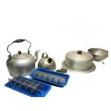 Alum Teapot W/Cake Container,Alum Ice Trays