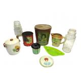 Vintage Kitchen,Glass Cannisters,Tin