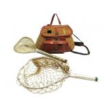 Vintage Fishing Basket W/Fish Nets