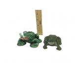 Cast Iron Frog W/Clay Frog Decor