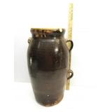 Antique Pottery Crock Has Damage