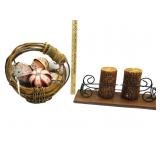 Home Decor Basket W/Longberger Balls,Candles