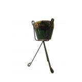 Metal Plant Stand W/Glazed Ceramic Planter