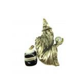 Pewter Made Wizard W/Crystal &Rudilated Onxy Pendt