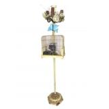 Antique Lamp W/Bird Cage Decor