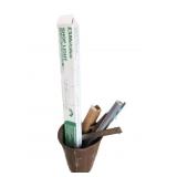 Bucket W/Items,Shop Light,Metal Ruler,Pry Bar
