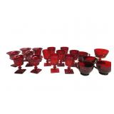 Mid Century Imperial Red Ruby Glass Goblets/Cups