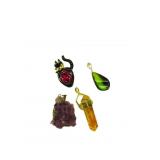 Purple Stone Russian Cat Pin W/Pendents
