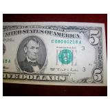 $5 1995 GEM NEW Fr# 1984C Ser# C08080218A