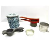 Vintage Kitchen,Ricer,Tin Cannister,Etc
