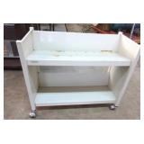 Mid Century Library Metal Book Cart On Wheels