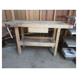 Wood Table With Built In Vice On Each Side