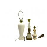 Mid Century Lamps,Ceramic,Brass Glass Lamp