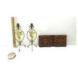 Cherub Candle Holders,Wood Carved Book Holder