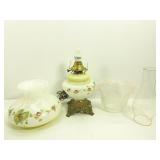 Vintage Hurricane Lamp Electric W/Globes