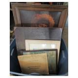 Box Full Vintage Framed Prints Of Various Sizes
