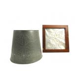 Tin Lamp Shade W/Framed Tin Picture 12'