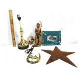 Western Themed Decor,Horn Lamp,Metal Star