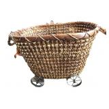 Large Vintage Basket On Wheels 18'T
