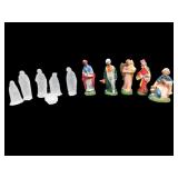 Glass Nativity Pieces W/Christmas Nik Naks 3' Glass Nativity Pieces W/Christmas Nik Naks 3'