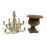 Heavy Metal Candle Holder W/Metal Planter W/Holes Heavy Metal Candle Holder W/Metal Planter W/Holes
