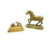 Vintage Brass Dog Ashtray & Horse: NO Ears/Tail Vintage Brass Dog Ashtray & Horse: NO Ears/Tail