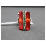 Sterling Silver w/Red Stones Ring Size 7 Sterling Silver w/Red Stones Ring Size 7