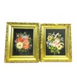 Antique Framed Flower Arrangements Oil On Bd Antique Framed Flower Arrangements Oil On Bd