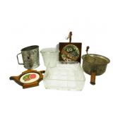 Vintage Kitchen,Sifter,Wall Trivets,Glass Dish Vintage Kitchen,Sifter,Wall Trivets,Glass Dish