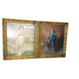 Antique Framed Pinky & Blue Boy Prints: 19' x 24' Antique Framed Pinky & Blue Boy Prints: 19' x 24'
