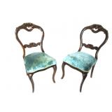 Antique Parlor Chairs Blue Cushioned Antique Parlor Chairs Blue Cushioned