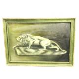 Framed Oil On Board Lion 18'x26' Framed Oil On Board Lion 18'x26'