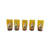 Amber Colored Ship Design Juice Glasses Amber Colored Ship Design Juice Glasses