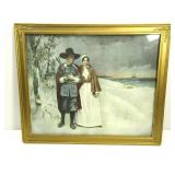 Framed Antique Pilgram Print 19"x22.5"