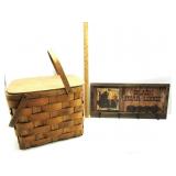Vtg Basket W/Black Bear Lodge Hat Rack