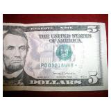 $5 2017A Star Note Ser# PD03218448*